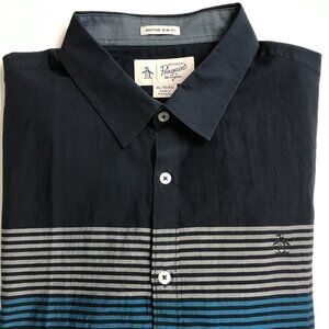 Original Penguin Munsingwear SS Button up Shirt Size XL Heritage Slim Fit Strped